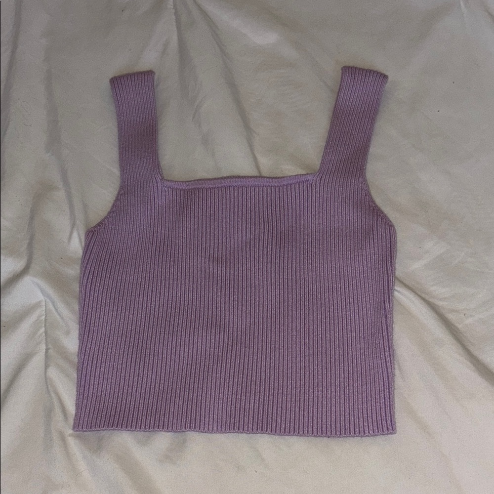 SHEIN Purple Ribbed Crop Tank Top